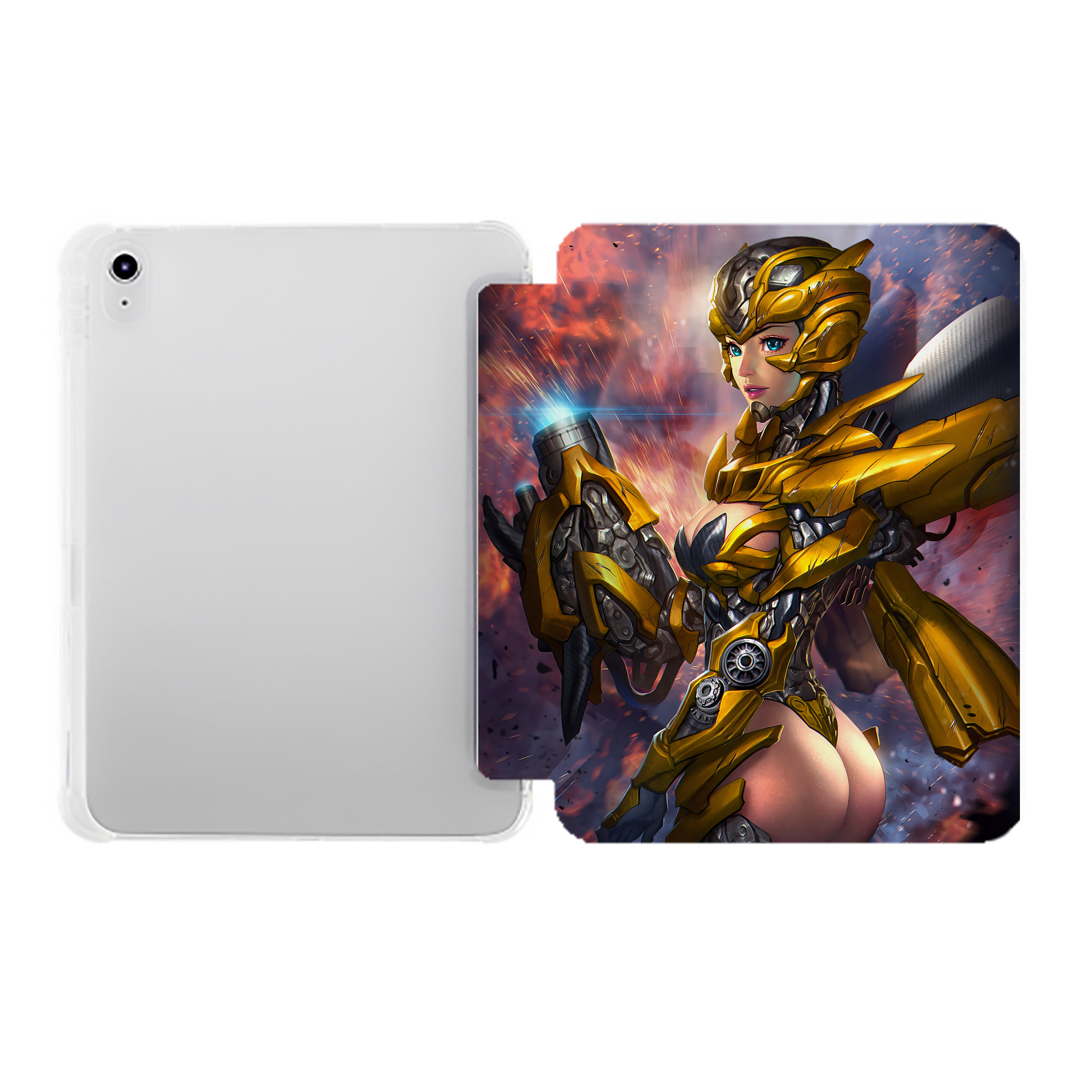 （画像用） Transformers トランスフォーマー IPad ケース ペン収納付き 三つ折りスタンド PUレザー×シリコン 対応機種9.5/10.5/10.9インチ
